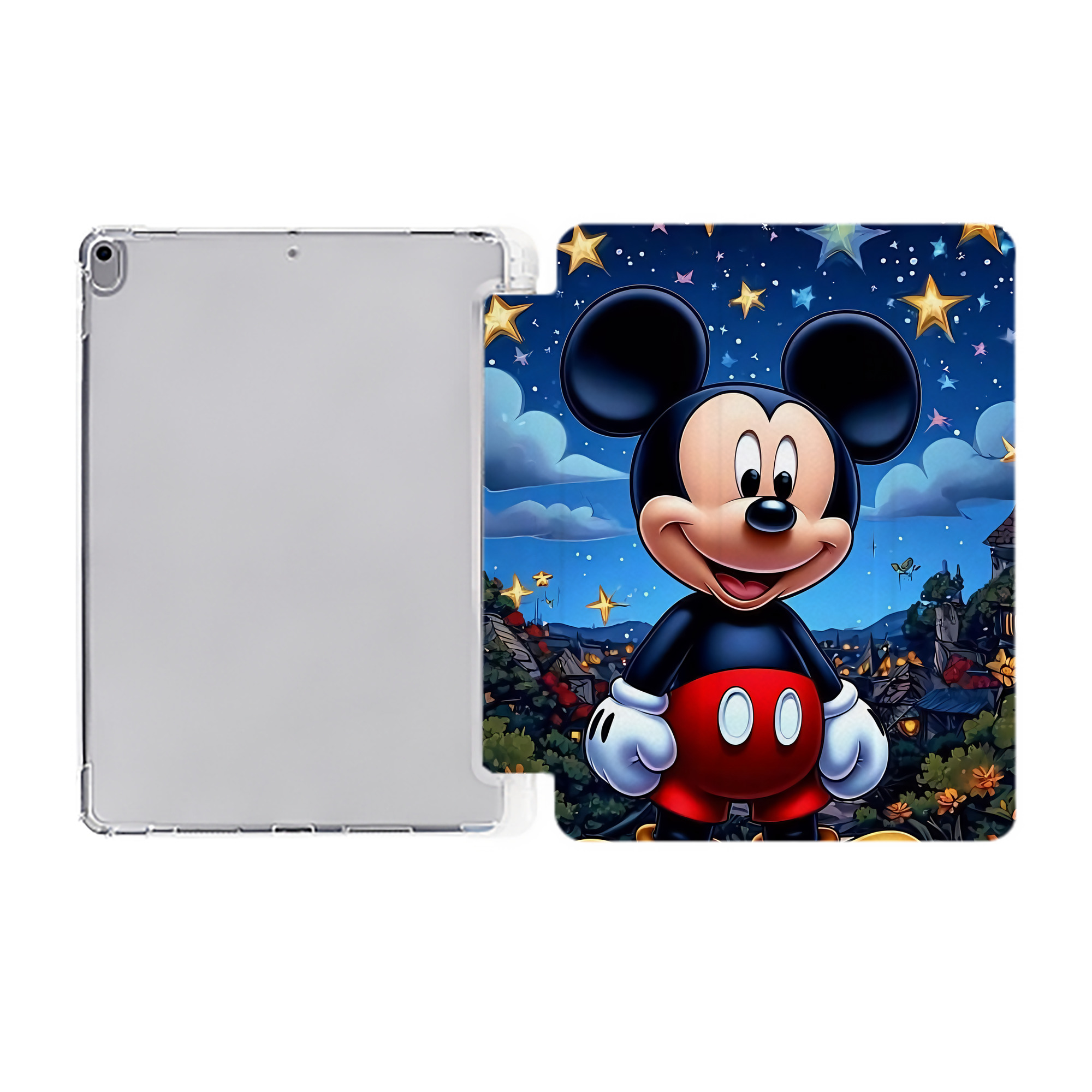 （画像用） ミッキーマウス Mickey Mouse IPad ケース ペン収納付き 三つ折りスタンド PUレザー×シリコン 対応機種9.5/10.5/10.9インチ